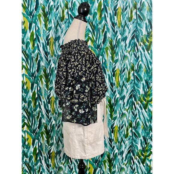 NWT Free People Black Combo Rose Floral Valley Printed Smocked Blouse Top Boho - Picture 8 of 11